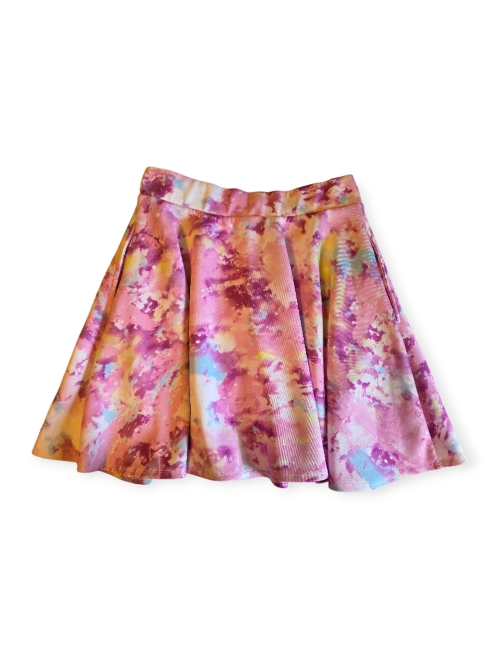Hot Topic Pink & Blue Watercolor Tie-Dye Skater Skirt